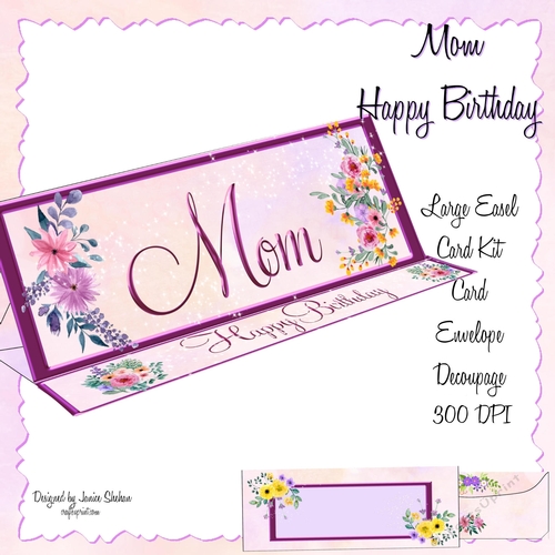 LARGE DL CARD AND ENVELOPE SET - MOM BIRTHDAY
