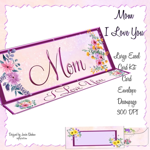 LARGE DL CARD AND ENVELOPE SET - MOM BIRTHDAY I LOVE YOU MOTHERS DAY