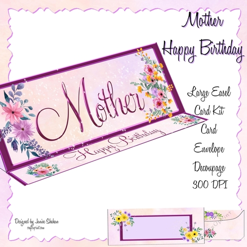 LARGE DL CARD AND ENVELOPE SET - MOM BIRTHDAY I LOVE YOU MOTHERS DAY