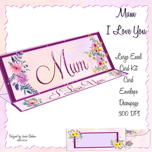 LARGE DL CARD AND ENVELOPE SET - MUM BIRTHDAY I LOVE YOU MOTHERS DAY