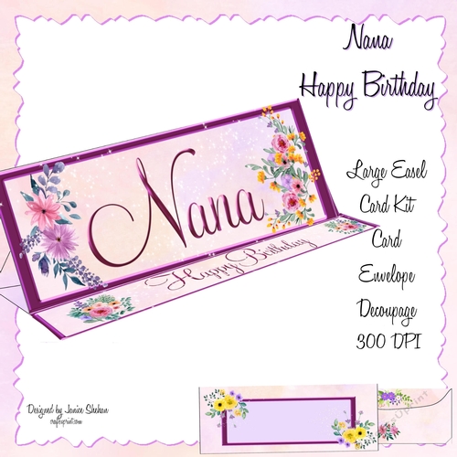 LARGE DL CARD AND ENVELOPE SET - NANA BIRTHDAY I LOVE YOU MOTHERS DAY