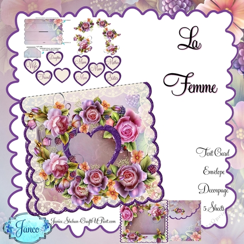 SCALLOPED TENT DECOUPAGE CARD KIT - LA FEMME