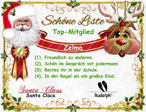 GERMAN SANTAS GOOD LIST CERTIFICATE WITH RUDOLPH