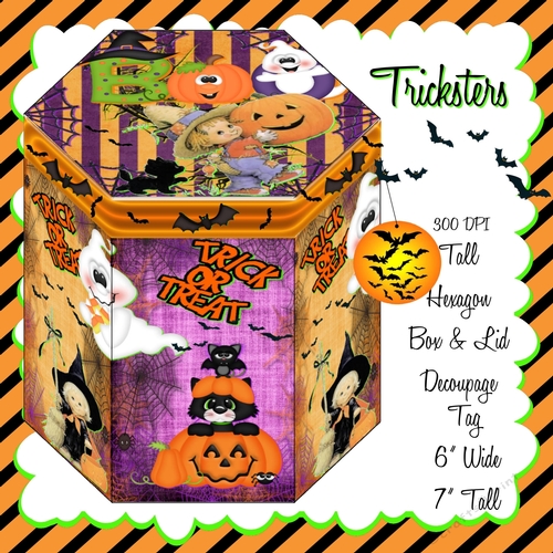 HALLOWEEN TRICKSTERS - HEXAGONAL GIFT BOX - HB 118