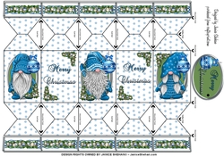 BLUE CHRISTMAS GNOMES CRACKER GIFT BOX