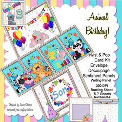 TWIST AND POP CARD KIT - ANIMAL BIRTHDAY