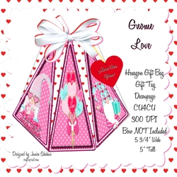 VALENTINES DAY GNOMES LOVE - HEXAGONAL GIFT BAG