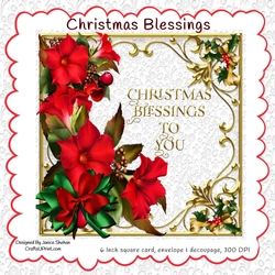 CHRISTMAS BLESSINGS - 6 INCH SQUARE, ENVELOPE AND DECOUPAGE