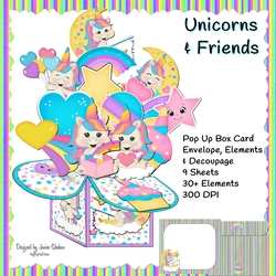 UNICORN UNICORNS POP UP BIRTHDAY BOX CARD