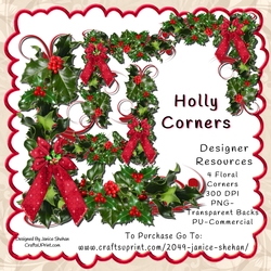 CHRISTMAS HOLLY CORNER PNG CLIPART