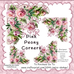 PINK PEONY FLORAL FLOWER CORNER PNG CLIPART