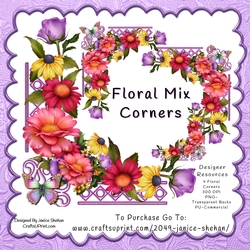 MIXED FLOWERS, FLORAL FLOWER CORNER PNG CLIPART