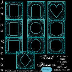 10 TEAL MESH FRAMES BEAUTIFUL FANCY EMBELLISHMENTED, CU4CU