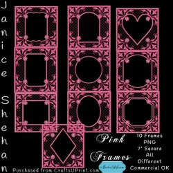 10 PINK MESH FRAMES BEAUTIFUL FANCY EMBELLISHMENTED, CU4CU