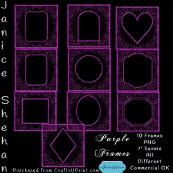 10 PURPLE MESH FRAMES BEAUTIFUL FANCY EMBELLISHMENTED, CU4CU