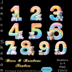 BEARS AND RAINBOW FANCY BIRTHDAY NUMBERS NUMERALS