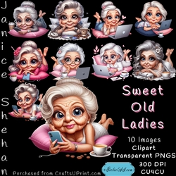 SWEET LITTLE OLD LADIES, GRANDMOTHER, SEXY, PNG, CLIPART  MULTI COLOR