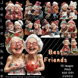 BEST FRIENDS, OLD WOMEN, OLD FOLKS. BIRTHDAY, SUBLIMATION PRINTABLE PNG CLIPART