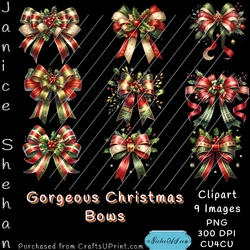GORGEOUS CHRISTMAS BOWS, WINTER, BIRTHDAY, SUBLIMATION PRINTABLE PNG CLIPART