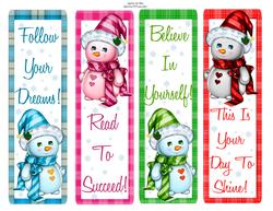 Christmas Snowmen Bookmarks Book Marks Plaid Tartan