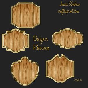 Oak Wood and Gold Masculine Frames Mats