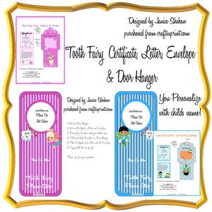 Tooth Fairy Certificate, Letter, Door Hanger, Envelope Boys