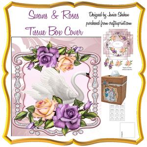 Swans & Roses Tissue Box Cover
