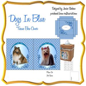 Dogs on Blue Tissue Box Cover