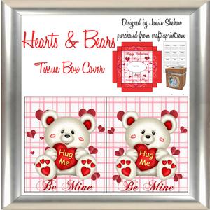 Valentine Hearts & Bears Tissue Box Cover