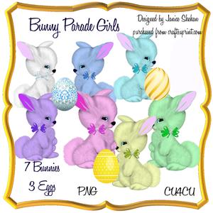 Easter Bunny Parade Girls Clipart Clip Art