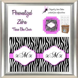 Monogram Zebra Tissue Box Cover Kleenex