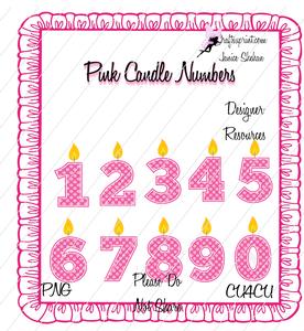 Pink Dots & Candles Numbers Scrapbook Clipart Clip Art