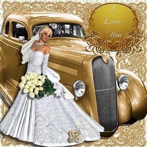 Golden Bride Wedding Decoupage Card