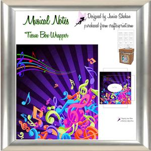 Musical Notes Tissue Box Cover Wrapper Music