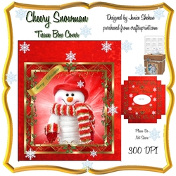 CHEERY SNOWMAN CHRISTMAS KLEENEX TISSUE BOX COVER HOLDER