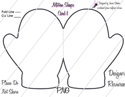 CHRISTMAS MITTEN FOLDED CARD TEMPLATE 1