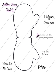 CHRISTMAS MITTEN MITTENS FOLDED CARD TEMPLATE 2