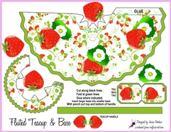 STRAWBERRY TEACUP TEA CUP FAVOR GIFT BOX  AND DECOUPAGE 2