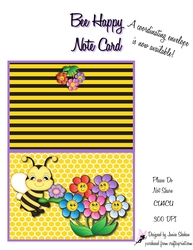 BEE HAPPY FLOWERS C6 NOTELETS, NOTE CARDS, QUICK CARD