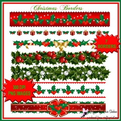 CHRISTMAS BORDER RIBBONS CLIPART SCRAPBOOK DESIGNER