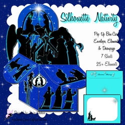BOX CARD POP UP 3D KIT - SILHOUETTE NATIVITY CHRISTMAS