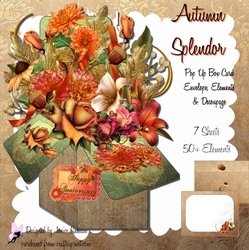 Image of cup733594_2049 - POP UP 3D BOX CARD - AUTUMN SPLENDOR  FLORAL