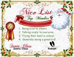 SANTAS AWARD CERTIFICATE FOR GOOD,  NAUGHTY OR NICE CHILDREN