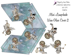 WINE GLASS COVER MINI LAMP SHADE DECOUPAGE CHRISTMAS ANGELS 2