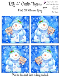 DRINK COASTER SET OF 4 DIY SNOWMAN #27