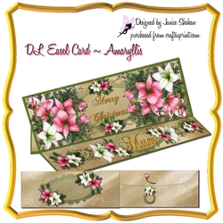 LARGE DL EASEL 3D CARD AND ENVELOPE - CHRISTMAS AMARYLLIS