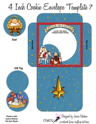 CHRISTMAS COOKIE POCKET 4 COOKIE, SEAL, TAG & DECOUPAGE KIT - NATIVITY