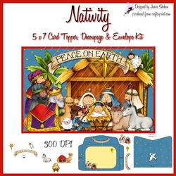5 X 7 TOPPER CARD, DECOUPAGE AND ENVELOPE KIT - NATIVITY