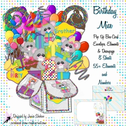 3D POP UP BOX CARD KIT - BIRTHDAY MICE