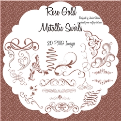 ROSE GOLD METALLIC SWIRLS 20 PNG IMAGES